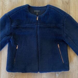 J Crew navy teddy fluffy furry coat